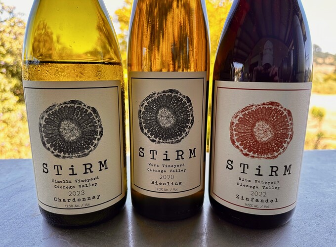 38 Stirm Chardonnay, Riesling, and Zinfandel