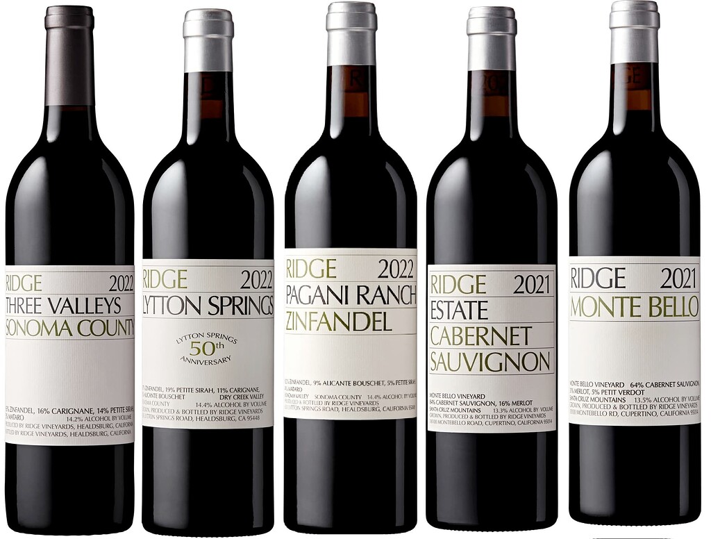 Low USA Pricing on Ridge Vineyards' latest releases including 100-pt ...