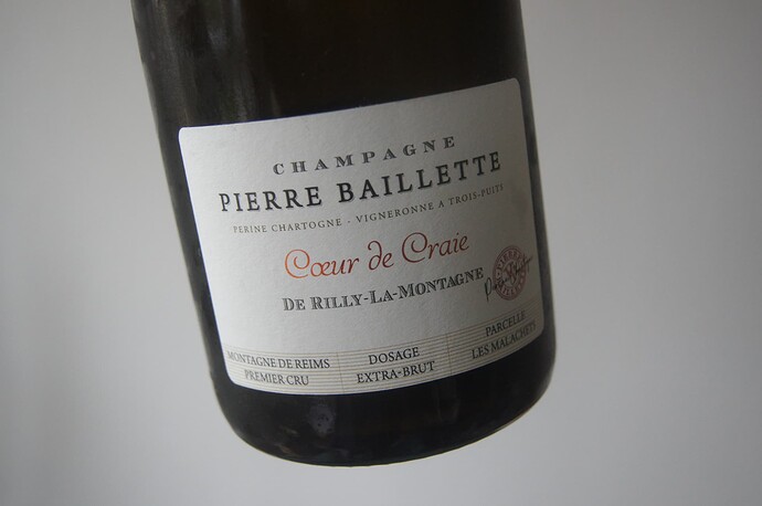 Pierre Baillette 'Coeur de Craie Rilly la Montagne' Blanc de Noirs Premier Cru Extra Brut
