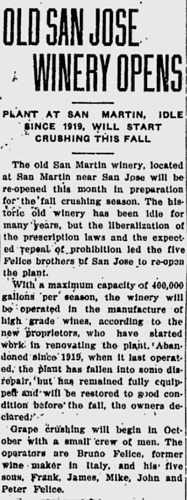 Felice San Martin Winery Lodi Sentinel 7 13 1933