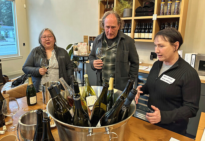 Marin tasting 2 - Jessica Koga of Schramsberg, Keith Hock of Skywalke, Deb Mayo of Petite Abeille