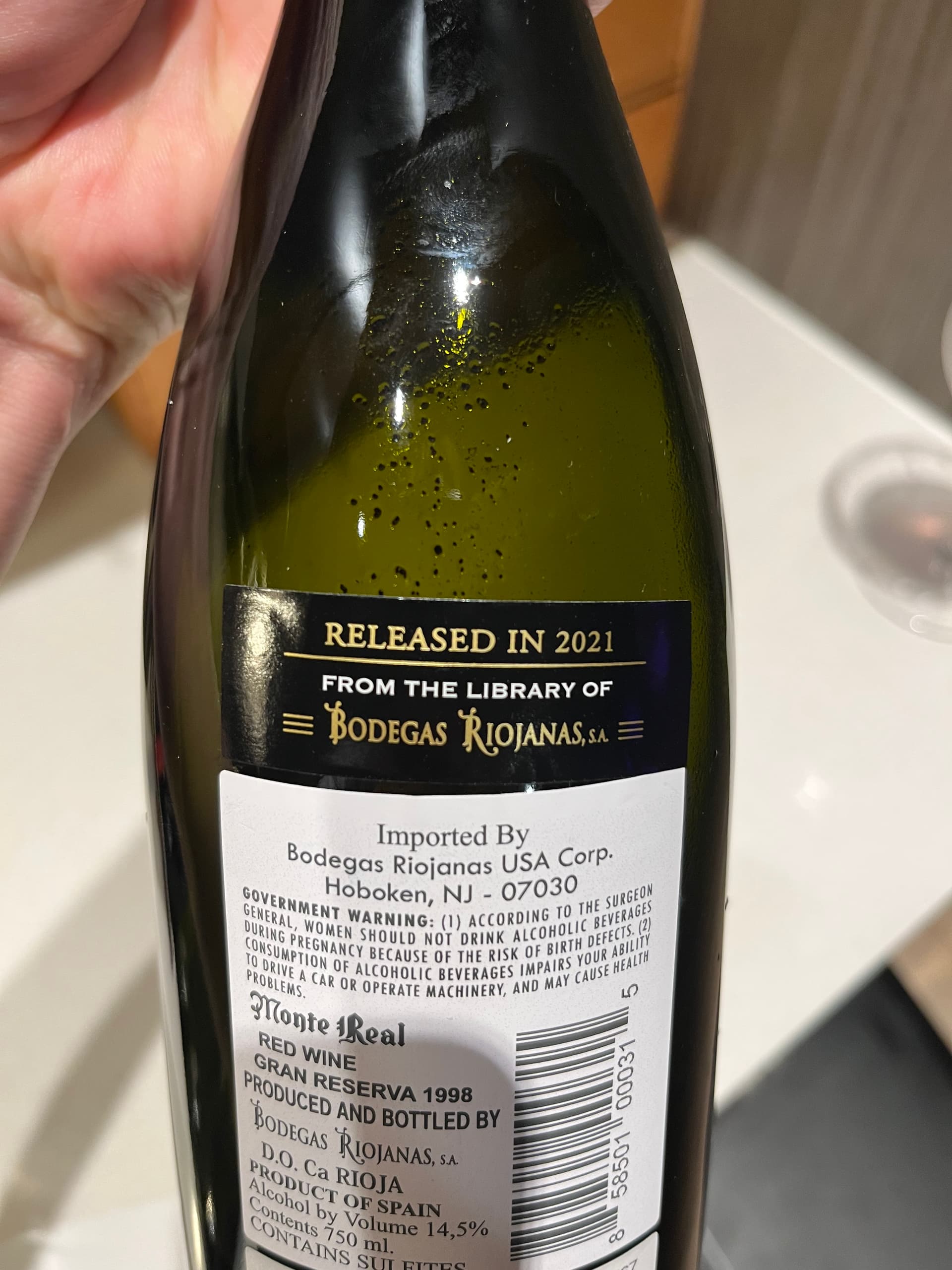TN: Library Release 1998 Bodegas Riojanas Rioja Monte Real Gran