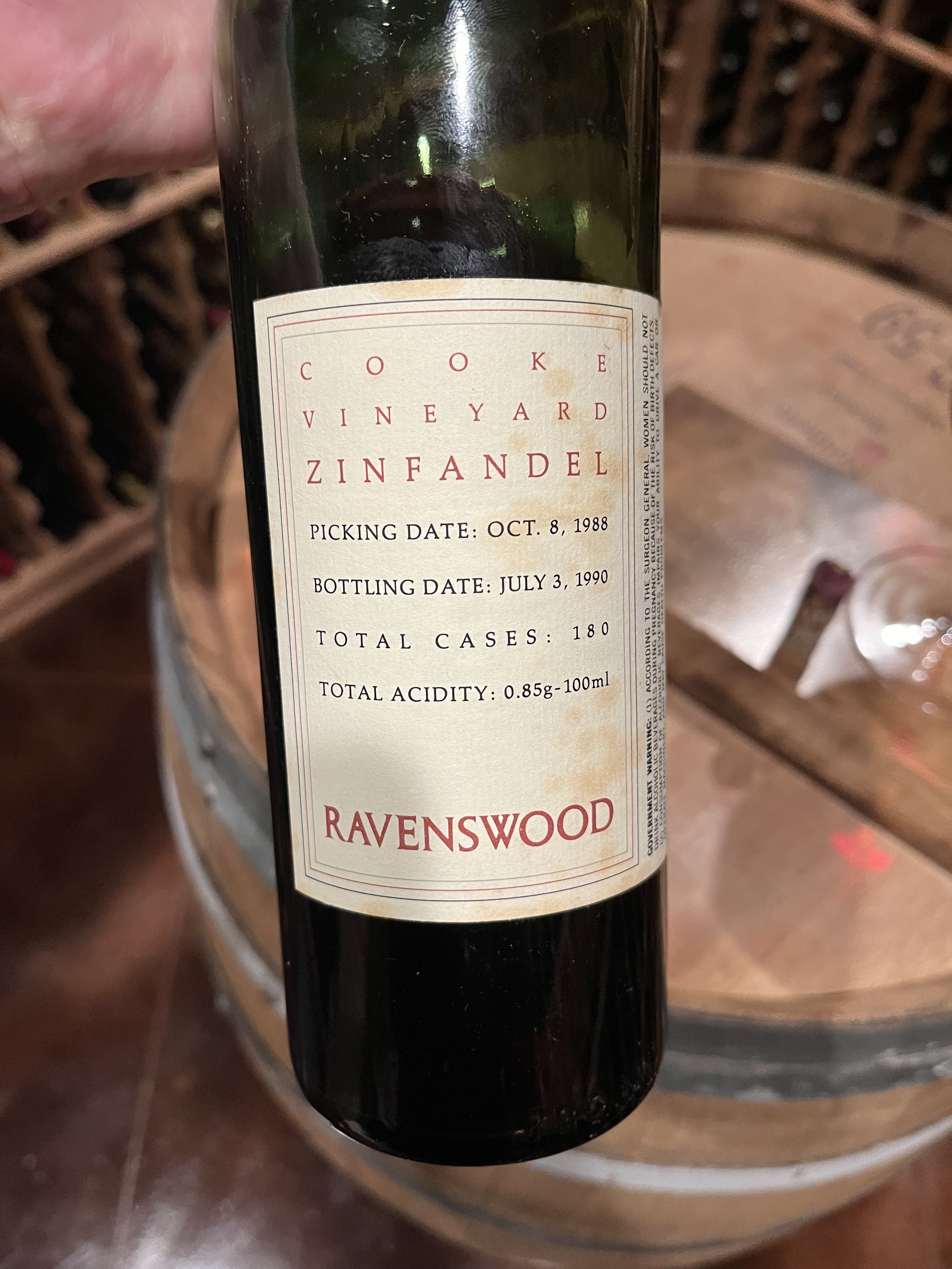 TN: 1988 Ravenswood Zinfandel Cooke (USA, California, Sonoma