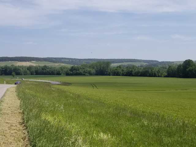 The flat green plains between the villages of Celles and Buxieres.jpg